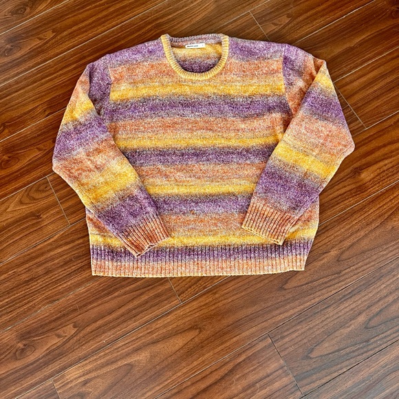 Marine Layer Sweaters - Marine Layer women’s Sweater in Purple and Orange Stripes. Lightweight.